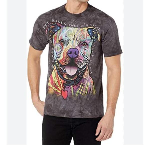 The Mountain 2013 Be Beware Pit Bulls Tie Dyed Mens T-Shirt Size XL 100% Cotton - Picture 1 of 7